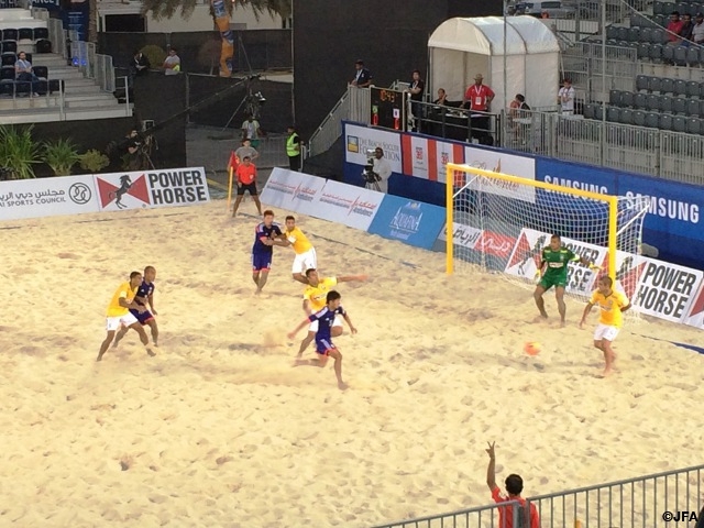 Japan Beach Soccer National Team play against Brazil in Intercontinental Cup 2014