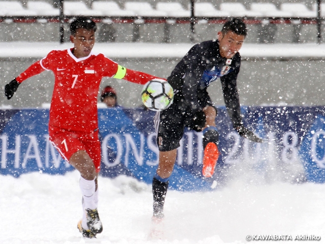 U-18 Japan National Team beat U-18 Singapore on snow-covered pitch - AFC U-19 Championship 2018 Qualifiers Group I (4-8 November, Mongolia)