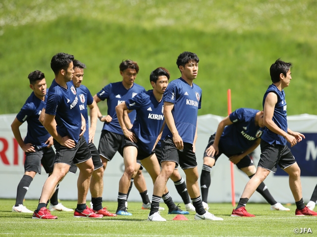 SAMURAI BLUE (Japan National Team) trains behind closed doors ahead of Paraguay match