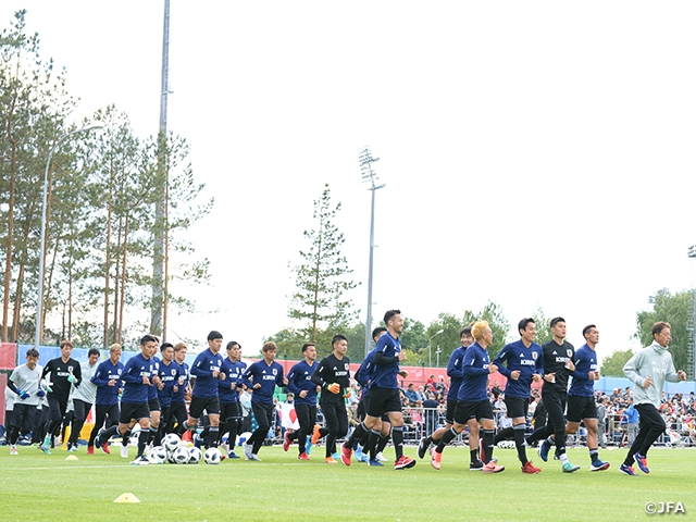 SAMURAI BLUE (Japan National Team) holds first workout session at World Cup base camp in Kazan