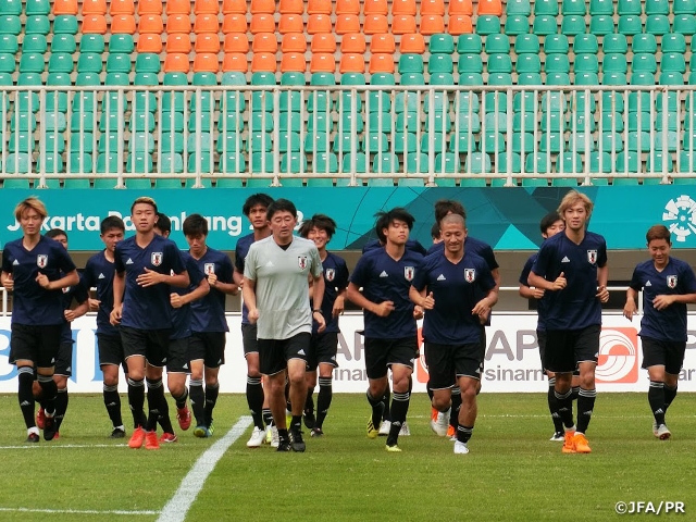 U-21 Japan National Team holds official training session ahead of Quarter-final match at the 18th Asian Games 2018 Jakarta Palembang