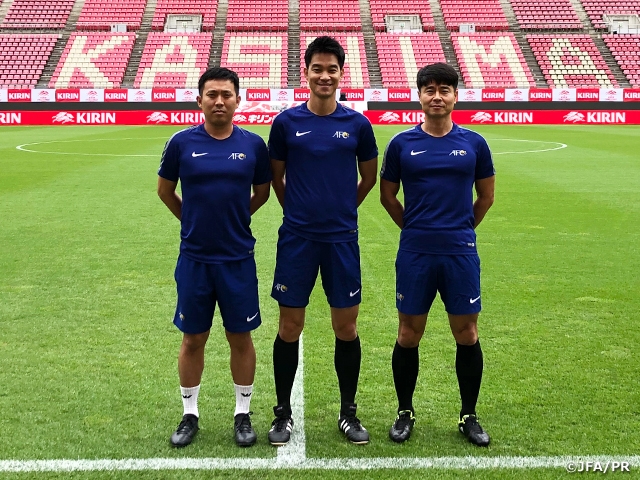 Referees in charge of the KIRIN CHALLENGE CUP 2019 match between SAMURAI BLUE and Paraguay holds training session at the match venue