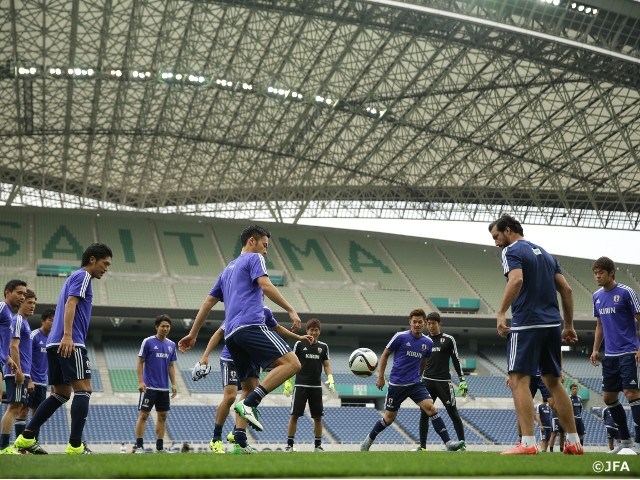 シンガポール戦へ 試合会場で戦術練習 16日 ワールドカップアジア2次予選へ Jfa 公益財団法人日本サッカー協会