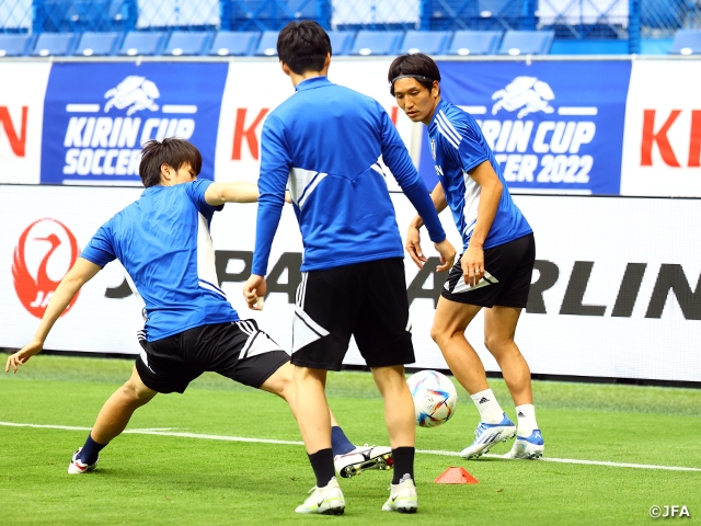 SAMURAI BLUE’s Coach Moriyasu shares aspiration to “win the title by showing what the team has built up” in the KIRIN CUP SOCCER 2022 Final against Tunisia